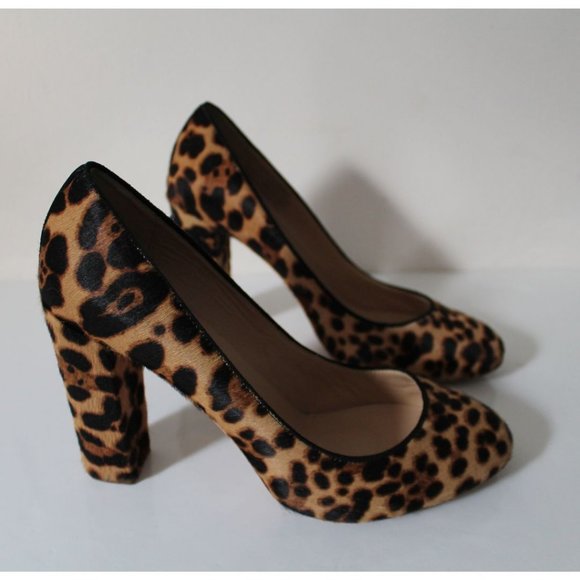JCrew Collection Etta Calf Hair Pumps Size US 9.5 Hazelnut Leopard - Picture 6 of 10
